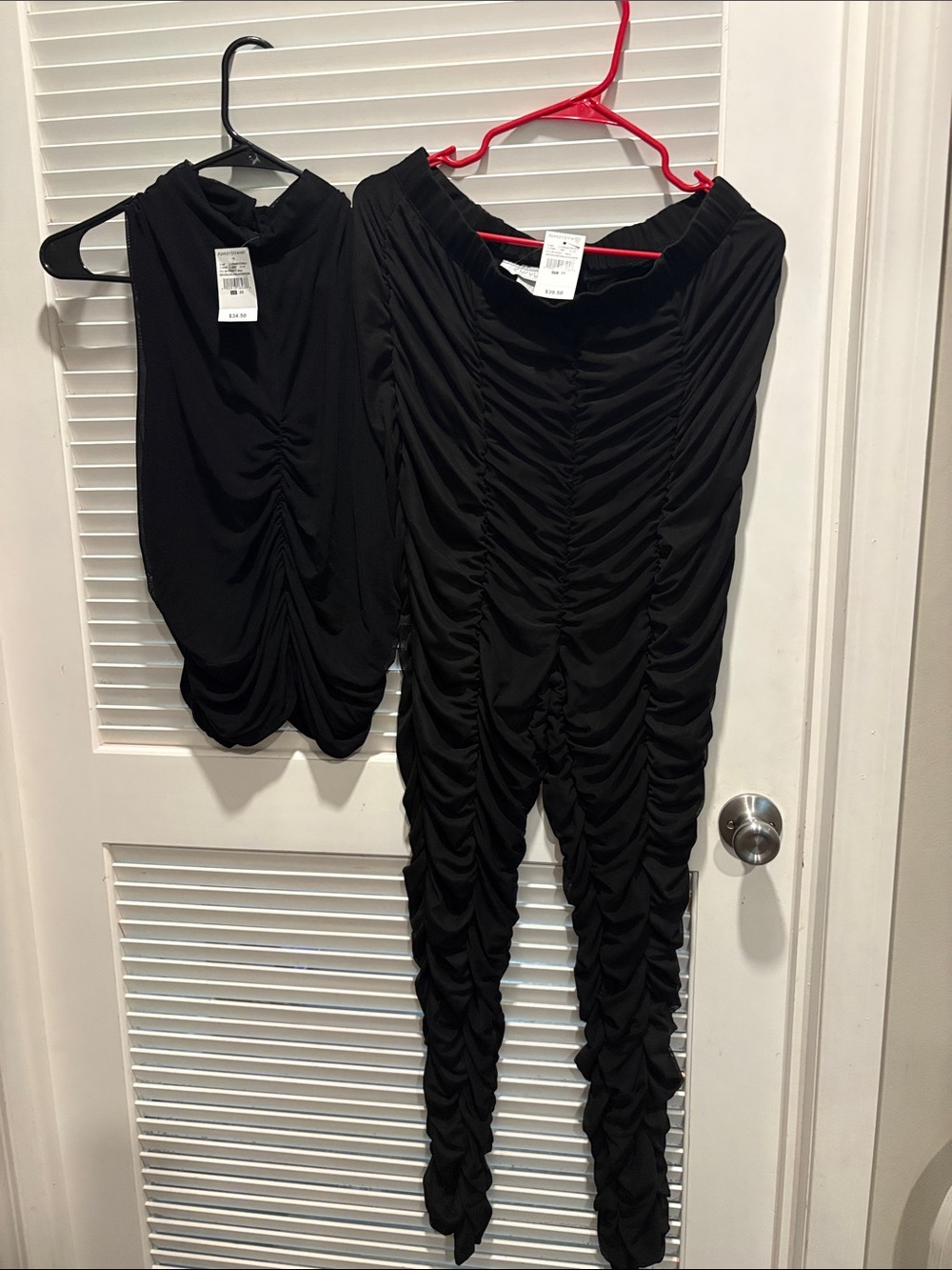 Ashley Stewart Black Ruched Jumpsuit & Top Set